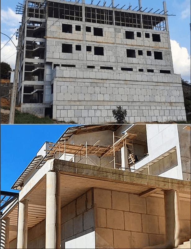 Edificio comercial alto con fachada en bloque BLOCOBR